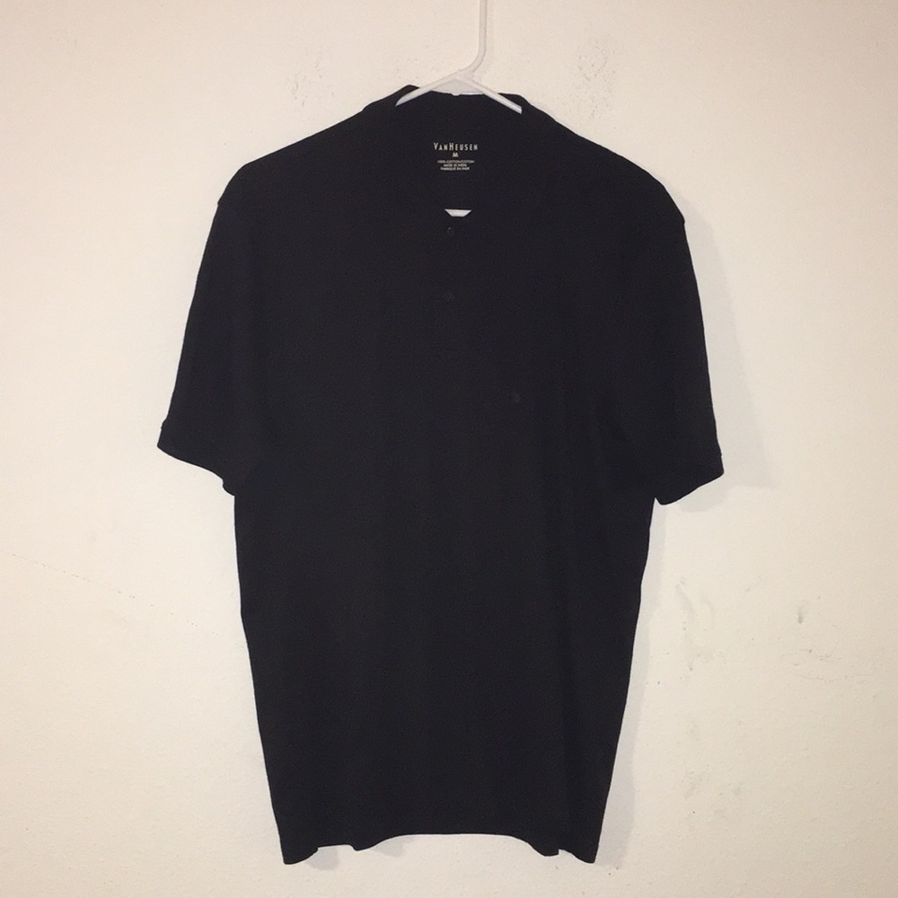 Nwt Van heusen mens black polo shirt size medium